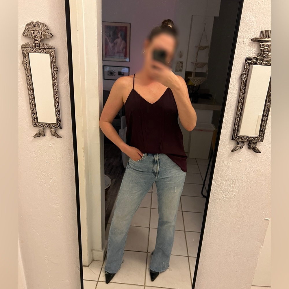 Ro & De High Low Asymmetric Camisole Top Size Large Burgundy